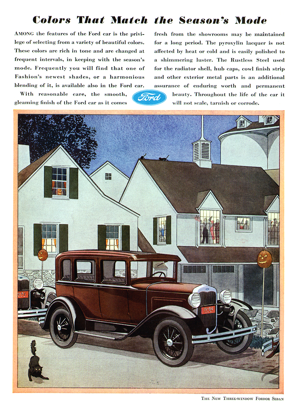 Ford Model A Three-Window Fordor Sedan Ad (November/October, 1930): Colors That Match the Season's Mode