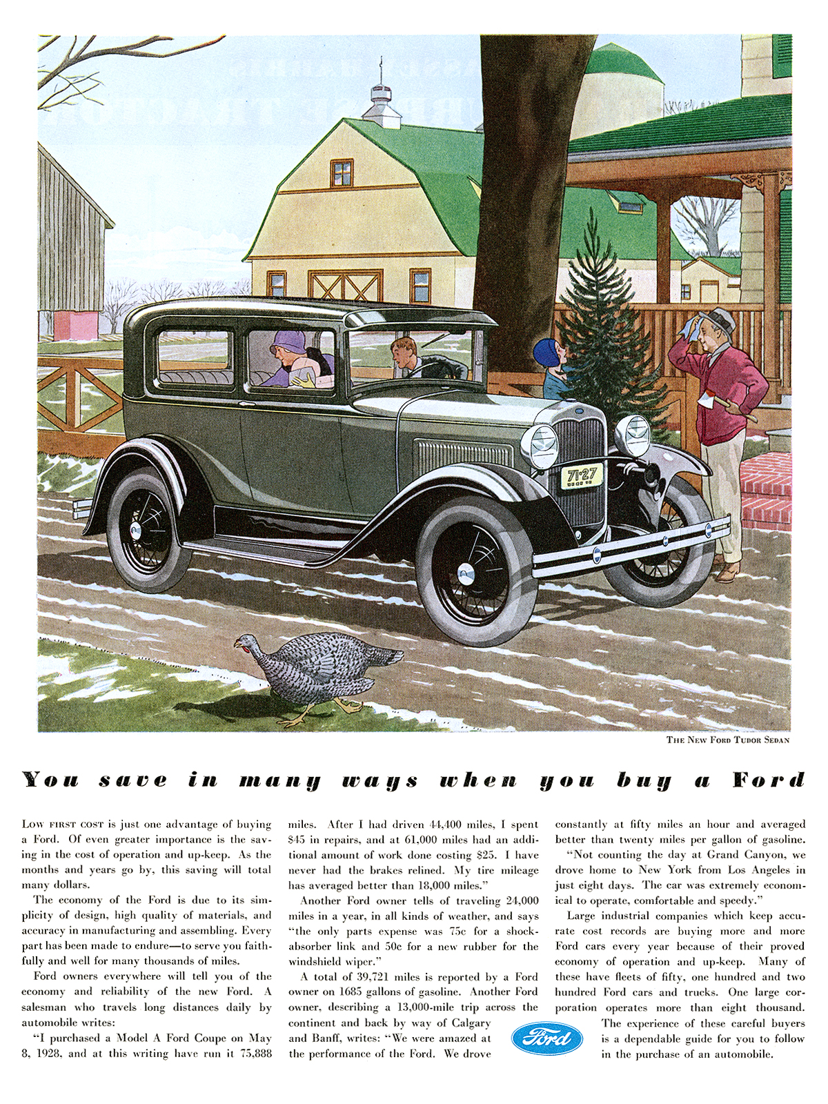 Ford Model A Tudor Sedan Ad (December, 1930): You save in many ways when you buy a Ford