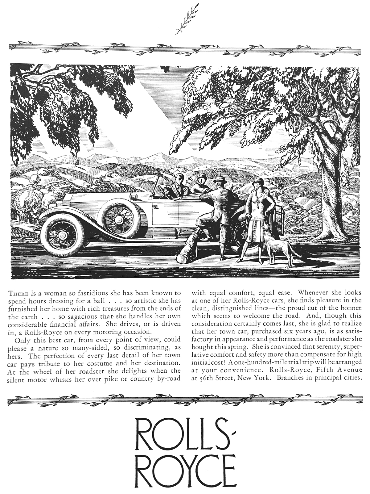 Rolls-Royce Ad (June, 1926): Illustrated by Rockwell Kent 