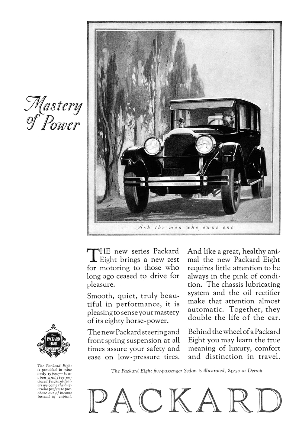 Packard Eight Ad (October, 1925): Mastery of Power