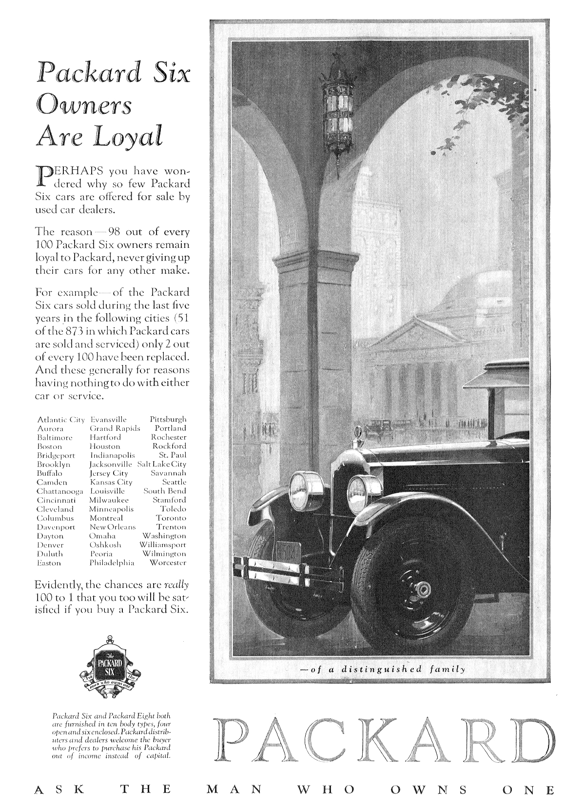 Packard Six Ad (October, 1925): Packard Six Owners Are Loyal