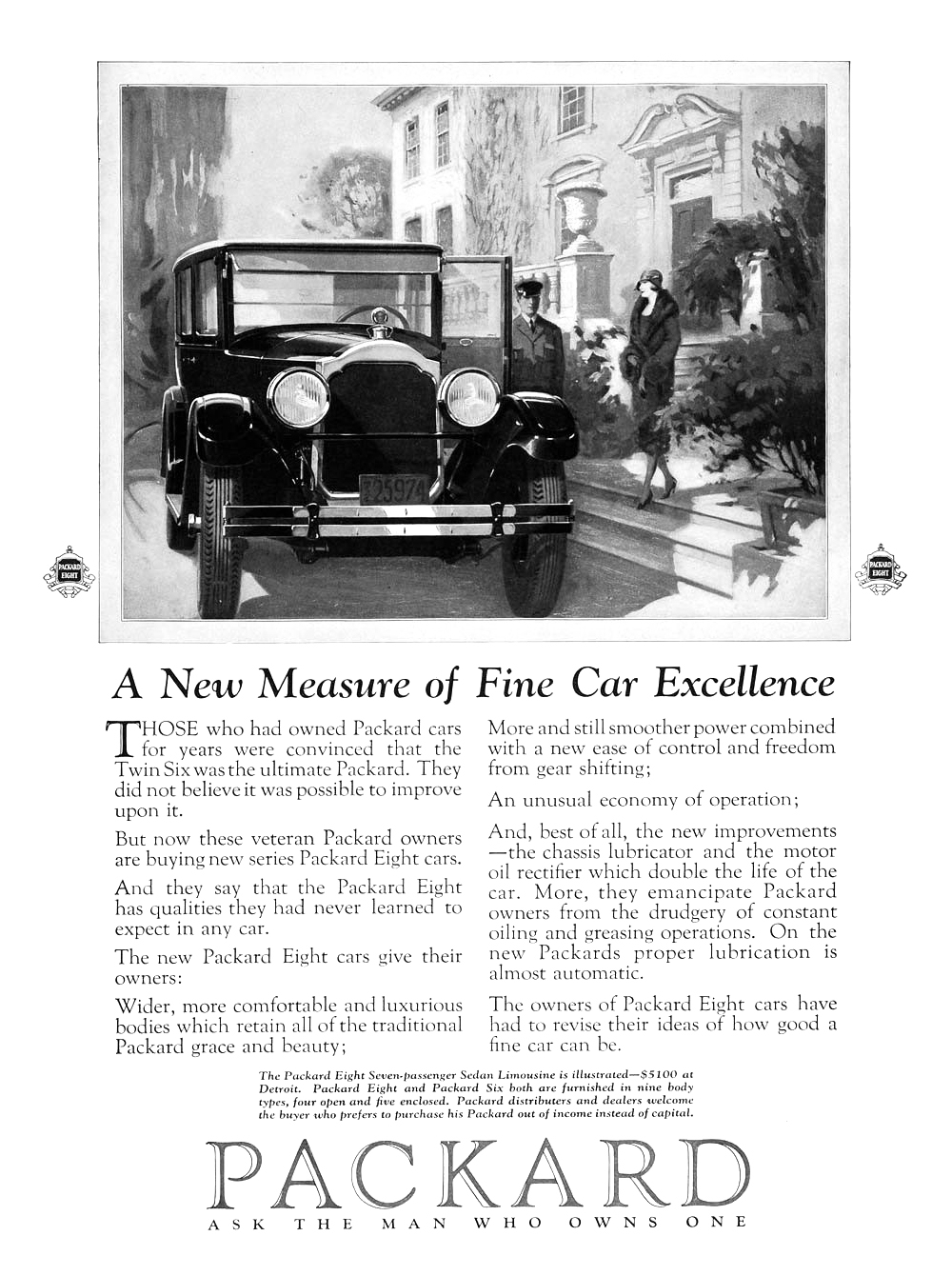 Packard Ad (December, 1925): A New Measure of Fine Car Excellence