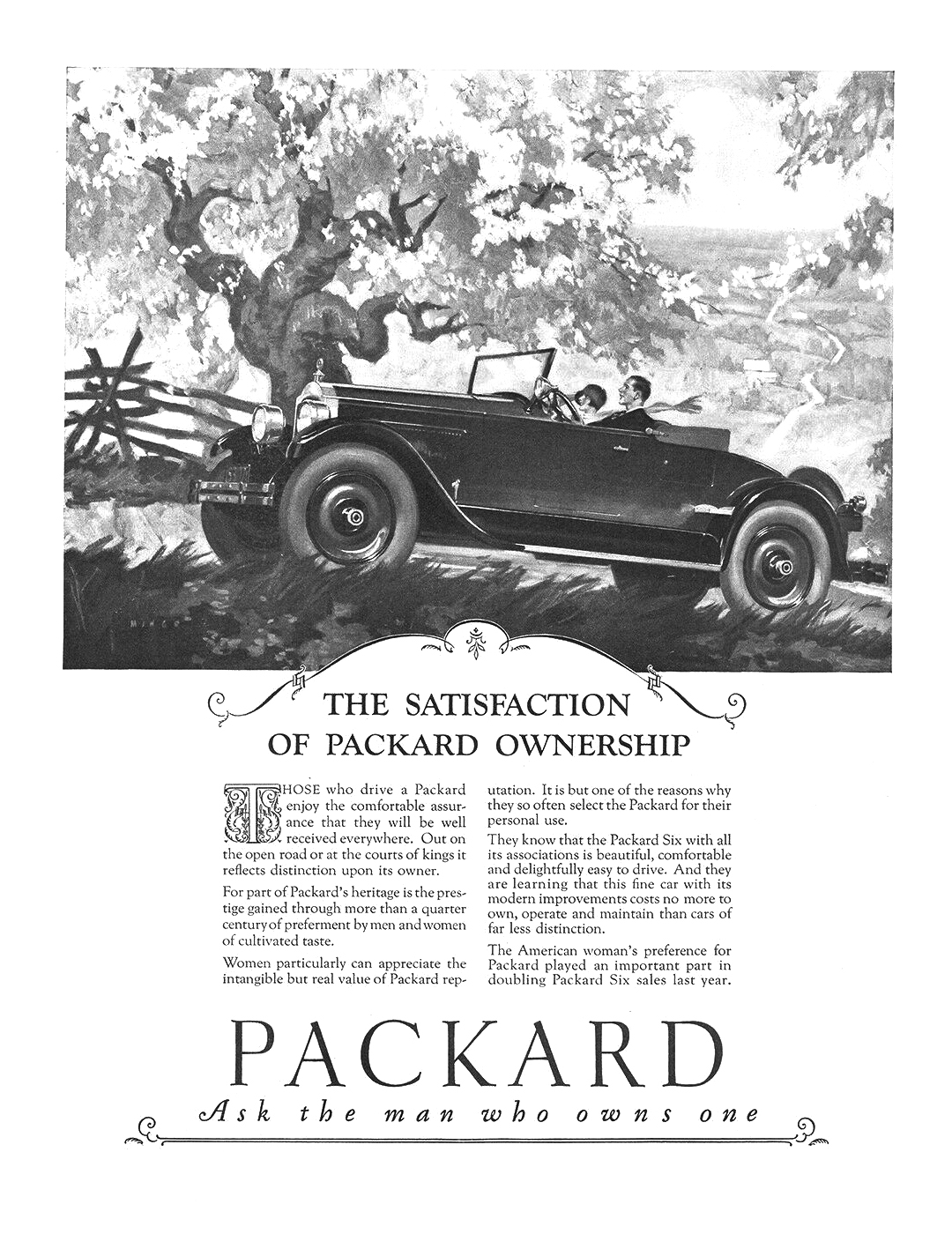 Packard Six Runabout Ad (May-June, 1926): The Satisfaction of Packard Ownership
