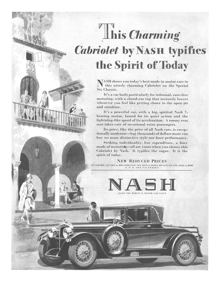 Nash Cabriolet on Special Six Chassis Ad (April, 1928)
