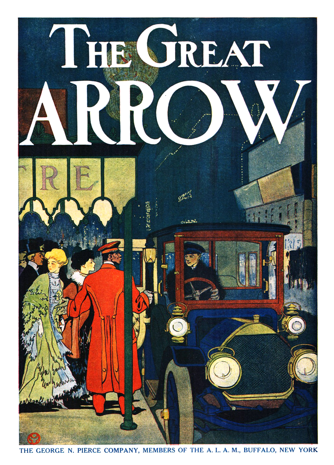 Pierce-Arrow Ad (August–November, 1907) – The Great Arrow – Illustrated by Edward Penfield