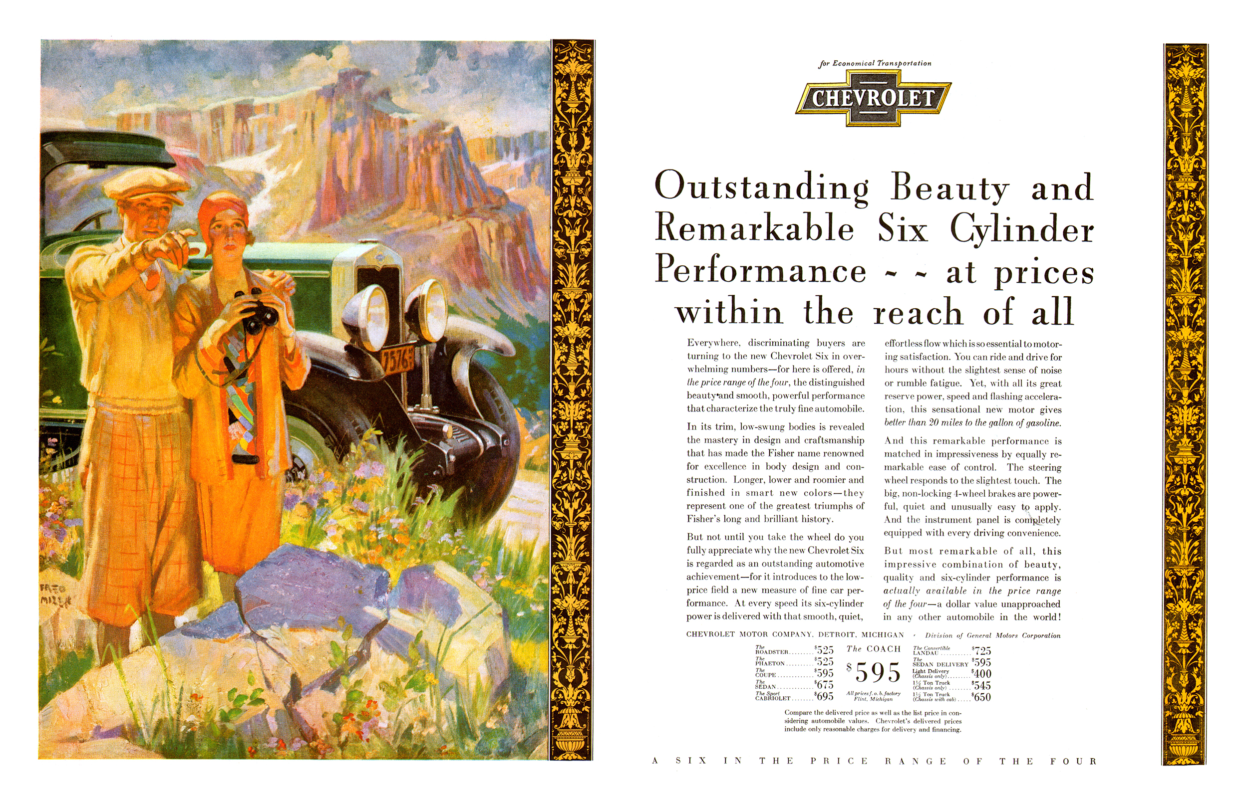 Chevrolet Six Ad (May, 1929): Illustrated by Frederic Mizen