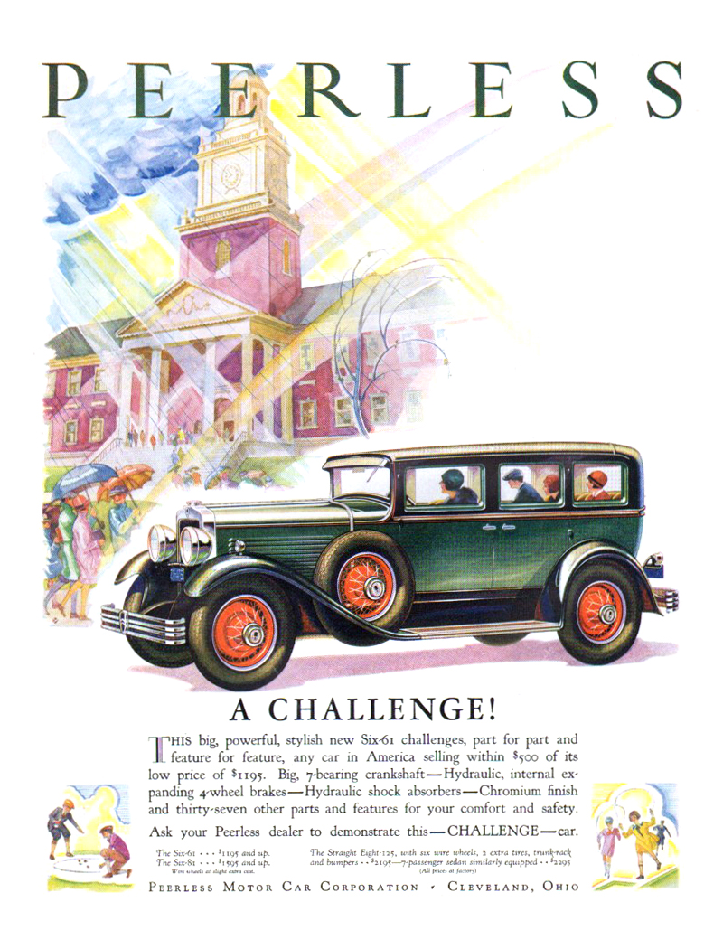 Peerless Six-61 Ad (April, 1929): A Challenge!