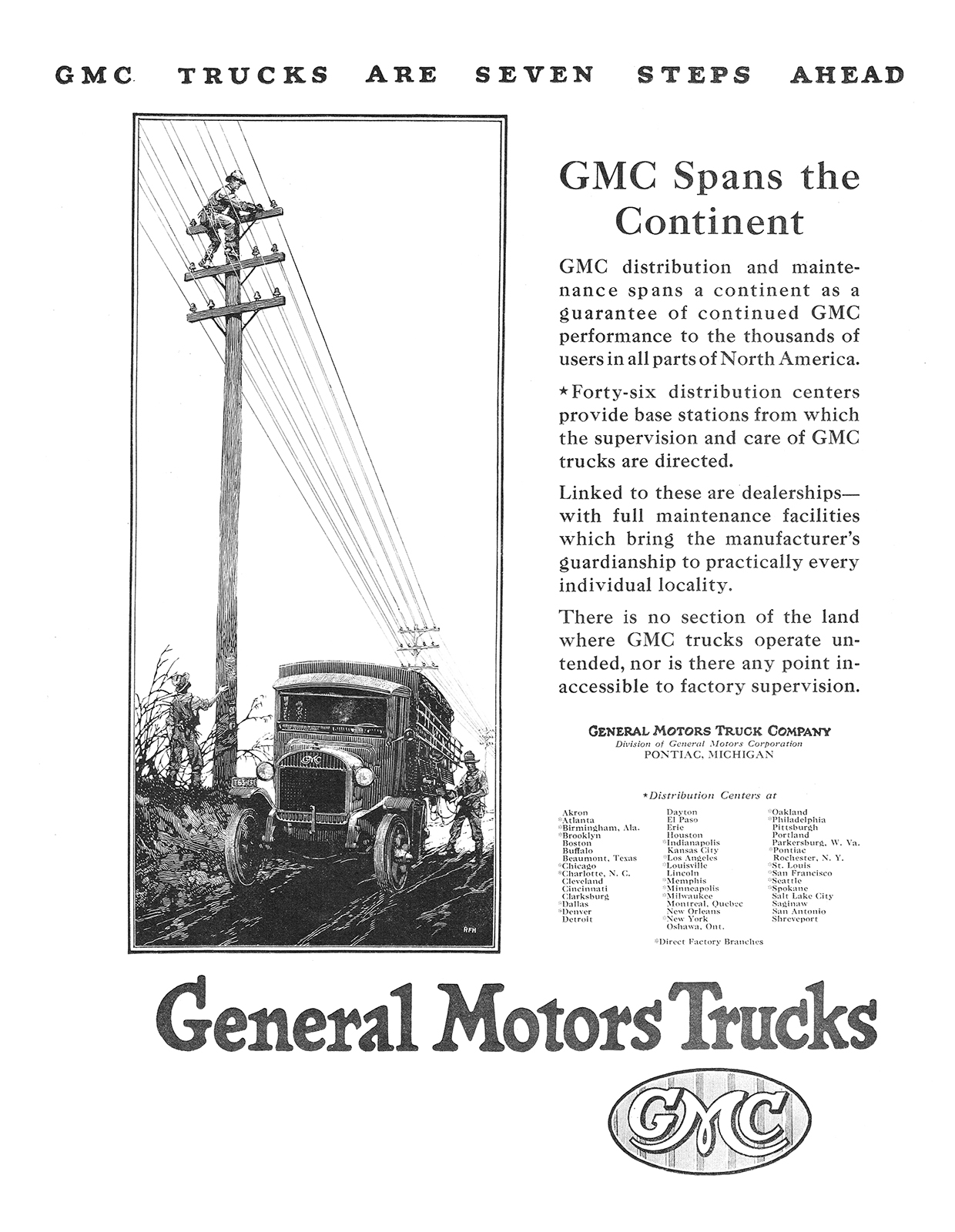 General Motors Trucks Ad (January, 1924): Illustrated by Roy Frederic Heinrich