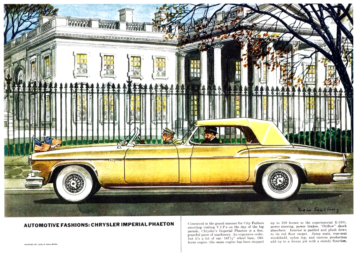 Automotive Fashions (October, 1953): The Chrysler Imperial Phaeton - Illustrated By Leslie Saalburg