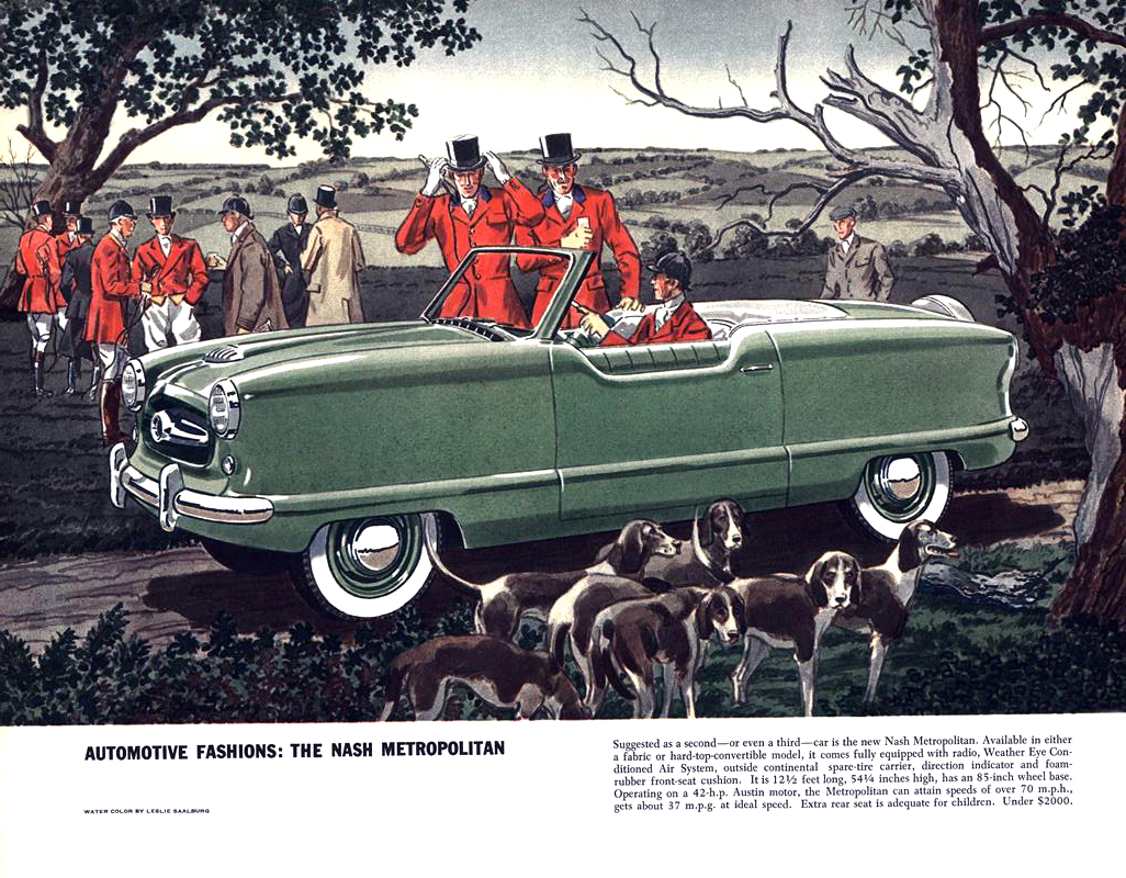 Automotive Fashions (May, 1954): The Nash Metropolitan - Illustrated By Leslie Saalburg