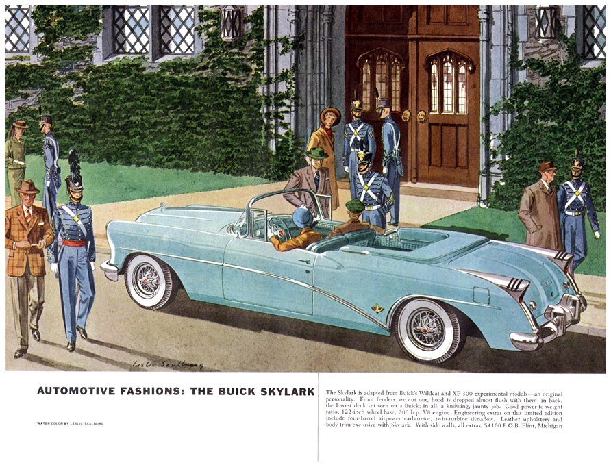 Automotive Fashions (November, 1954): The Buick Skylark - Illustrated By Leslie Saalburg