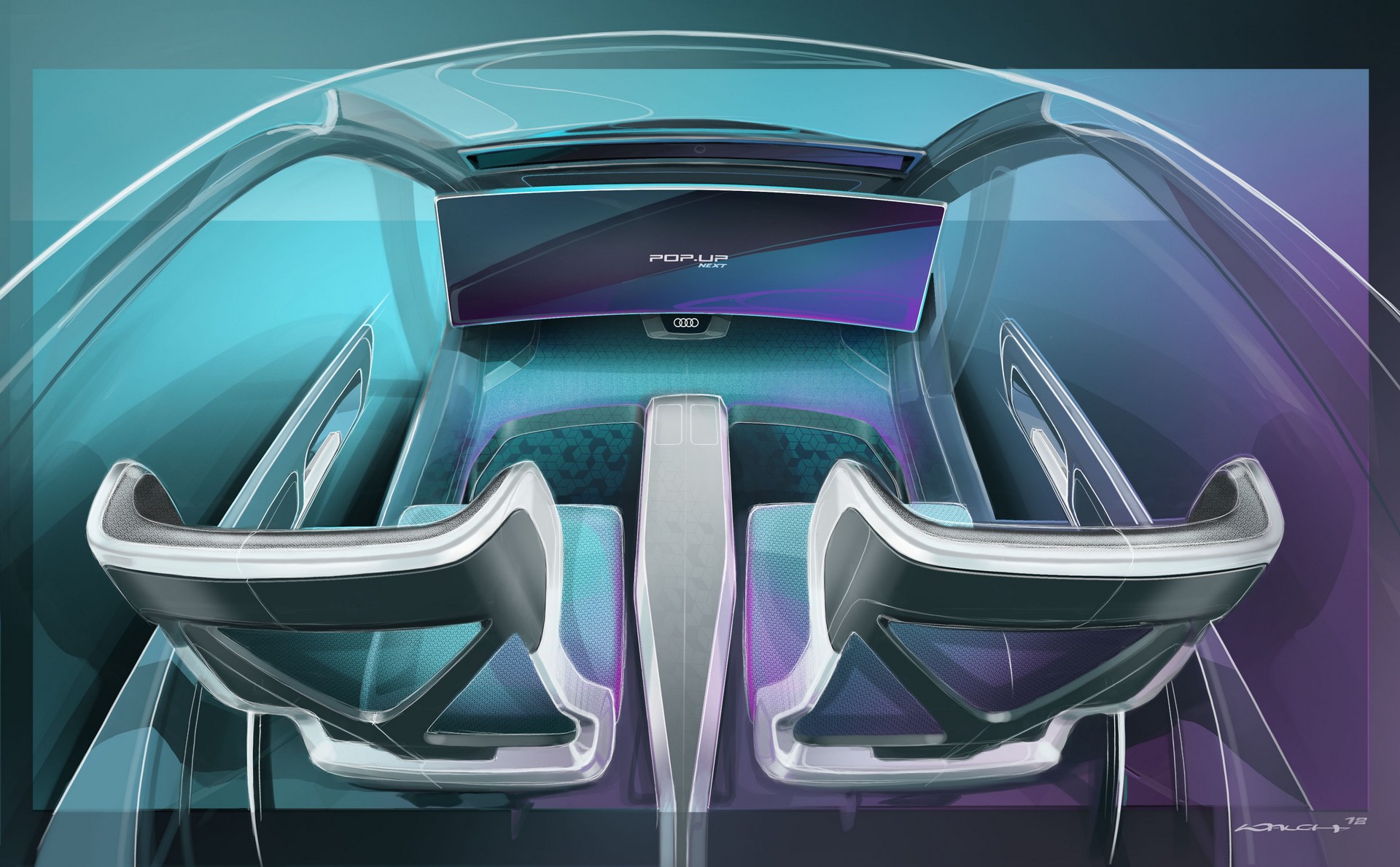 Audi/Airbus/ItalDesign Pop.Up Next (2018): Interior - Design Sketch
