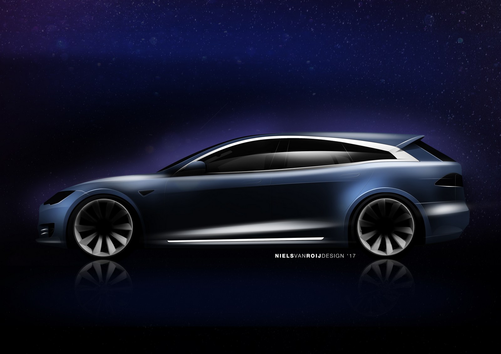 Tesla Model S Shooting Brake - Design Sketch by Niels van Roij (2017)