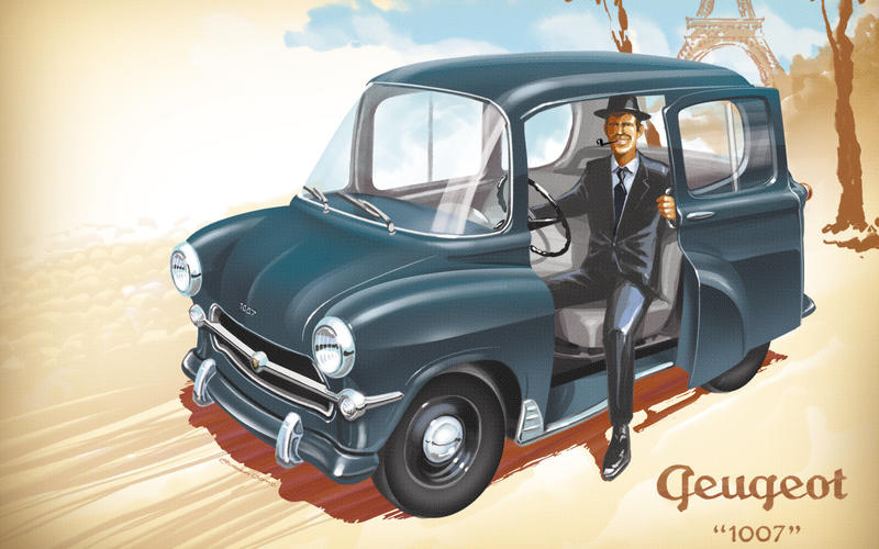 1955 PEUGEOT 103 (PEUGEOT 1007) – Помните Peugeot 1007 со сдвижными дверями? Где-то в параллельной вселенной эту концепцию обкатали на Peugeot 103 еще в 1955-м. 