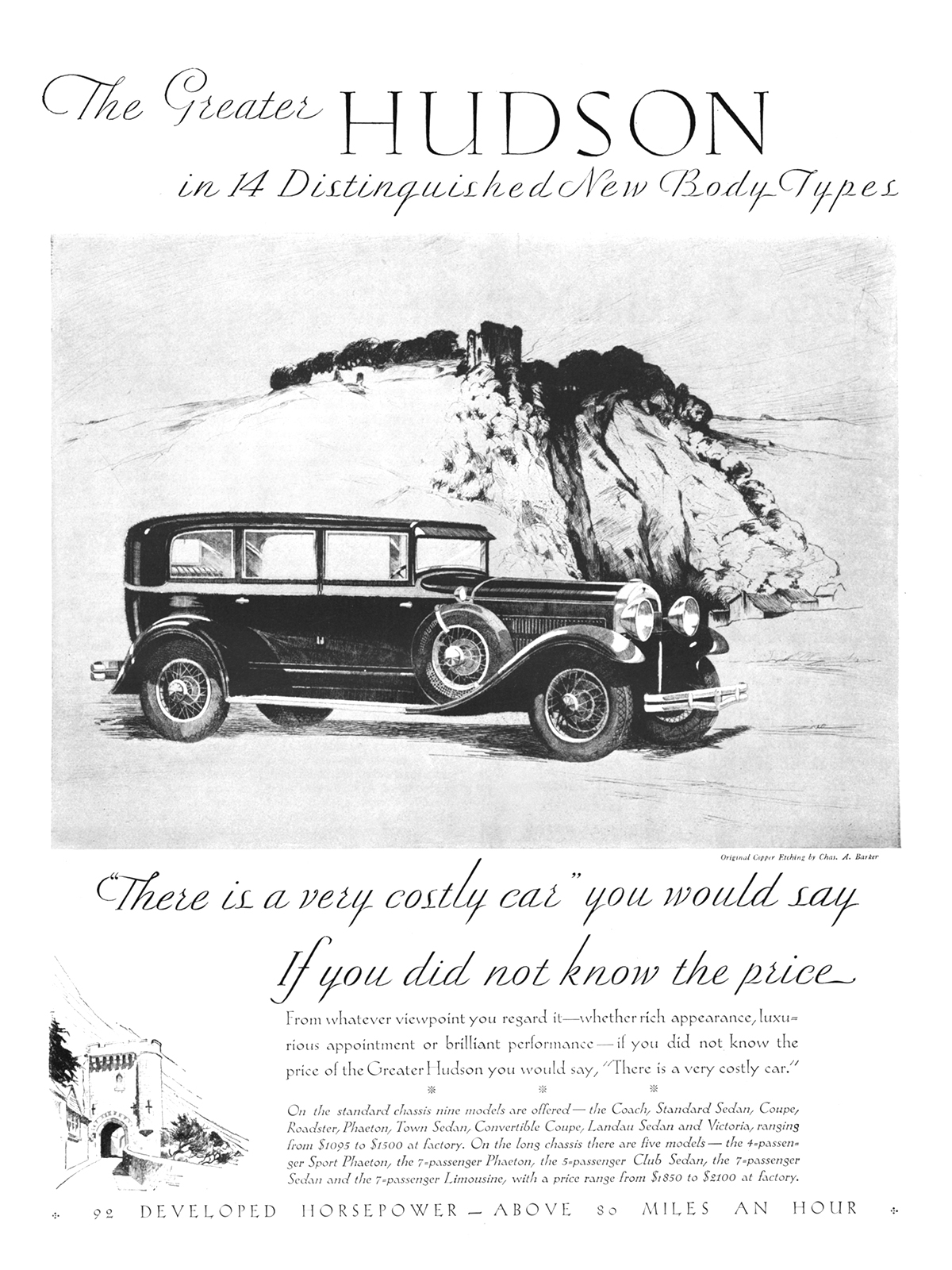 Hudson Ad (March, 1929): Illustrated by Chas. A. Barker