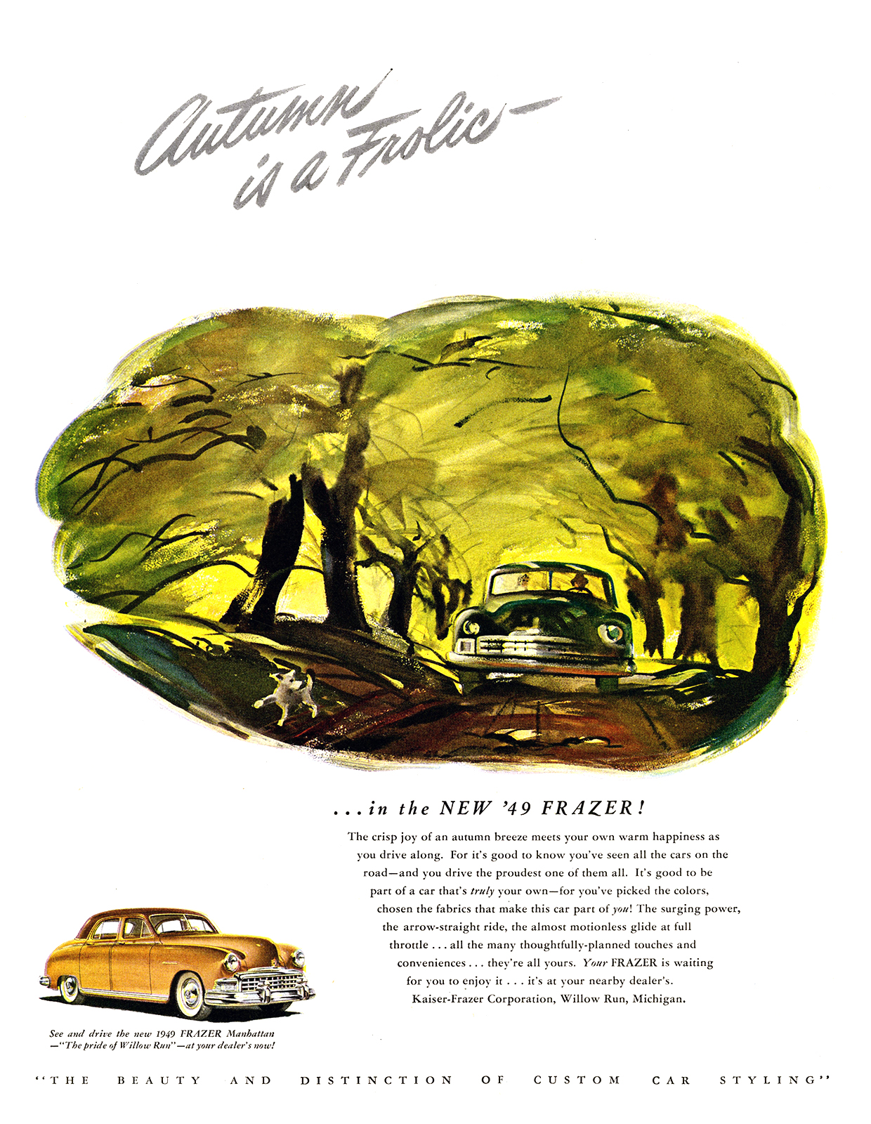 1949 Frazer Manhattan Ad (September, 1948) - Autumn is a Frolic