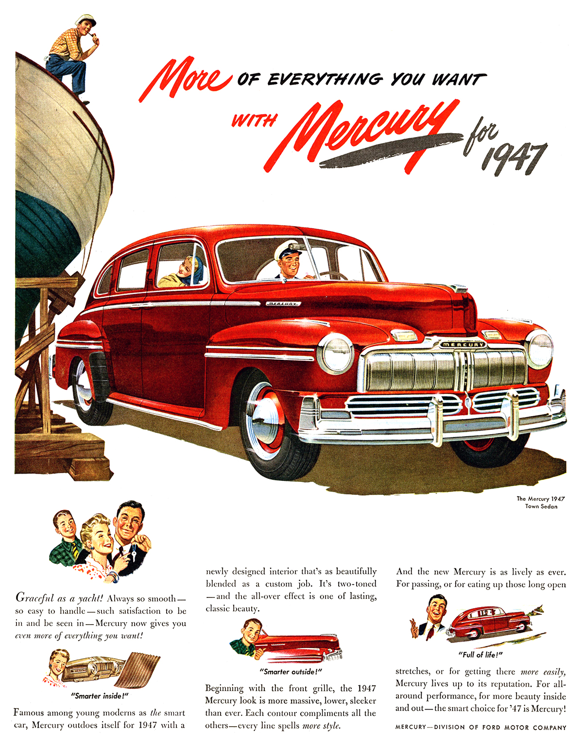 Mercury Ad (April, 1947) - Town Sedan