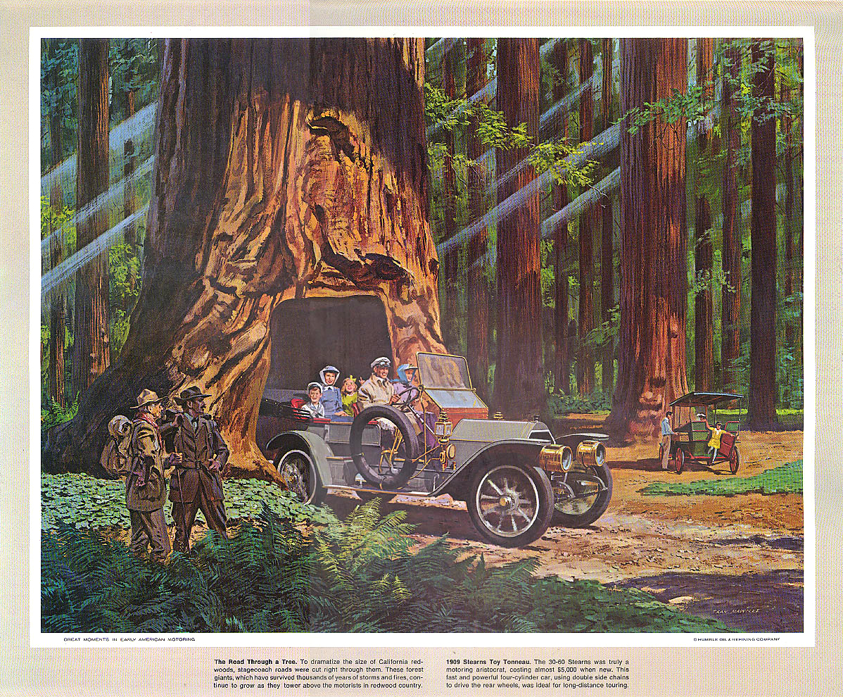 1970-04: The Road Through a Tree (1909 Stearns Toy Tonneau) - Illustrated by Tran Mawicke