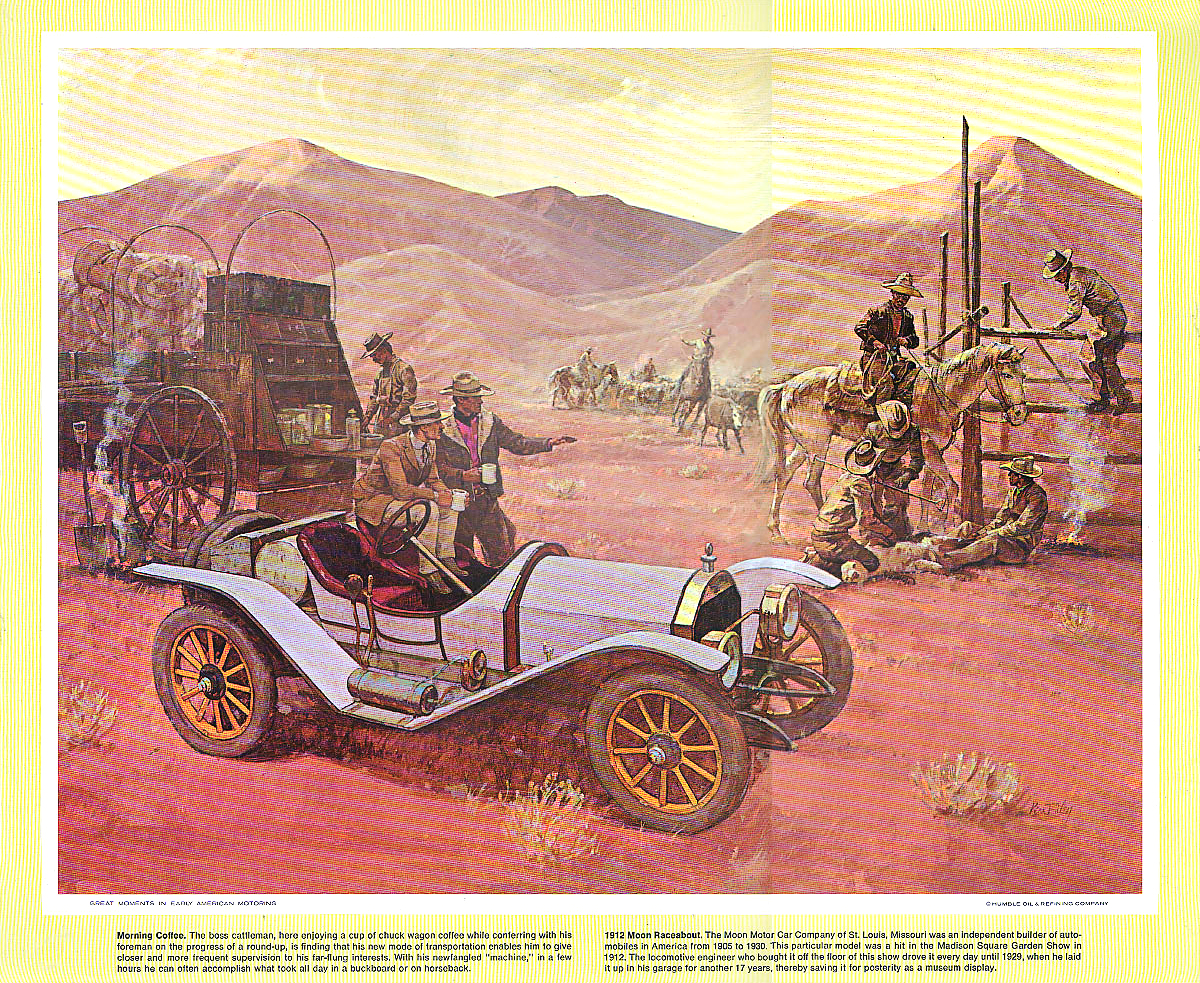 1971-10: Morning Coffee (1912 Moon Raceabout) - Illustrated by Kenneth Riley