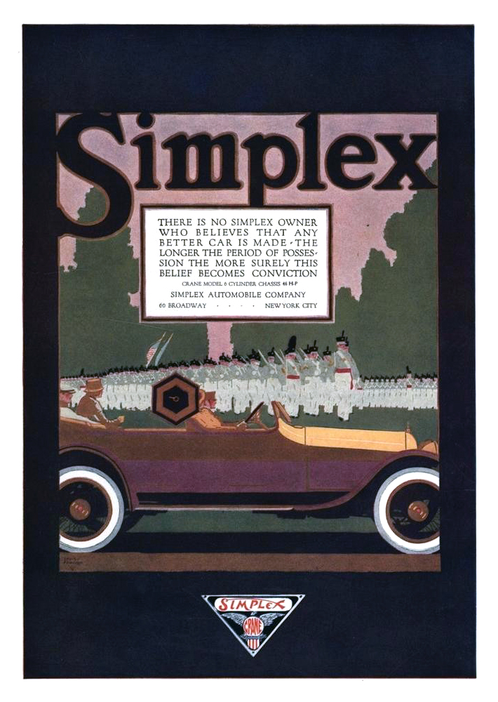 Simplex Crane Model Ad (1916) - Illustrated by Louis Fancher