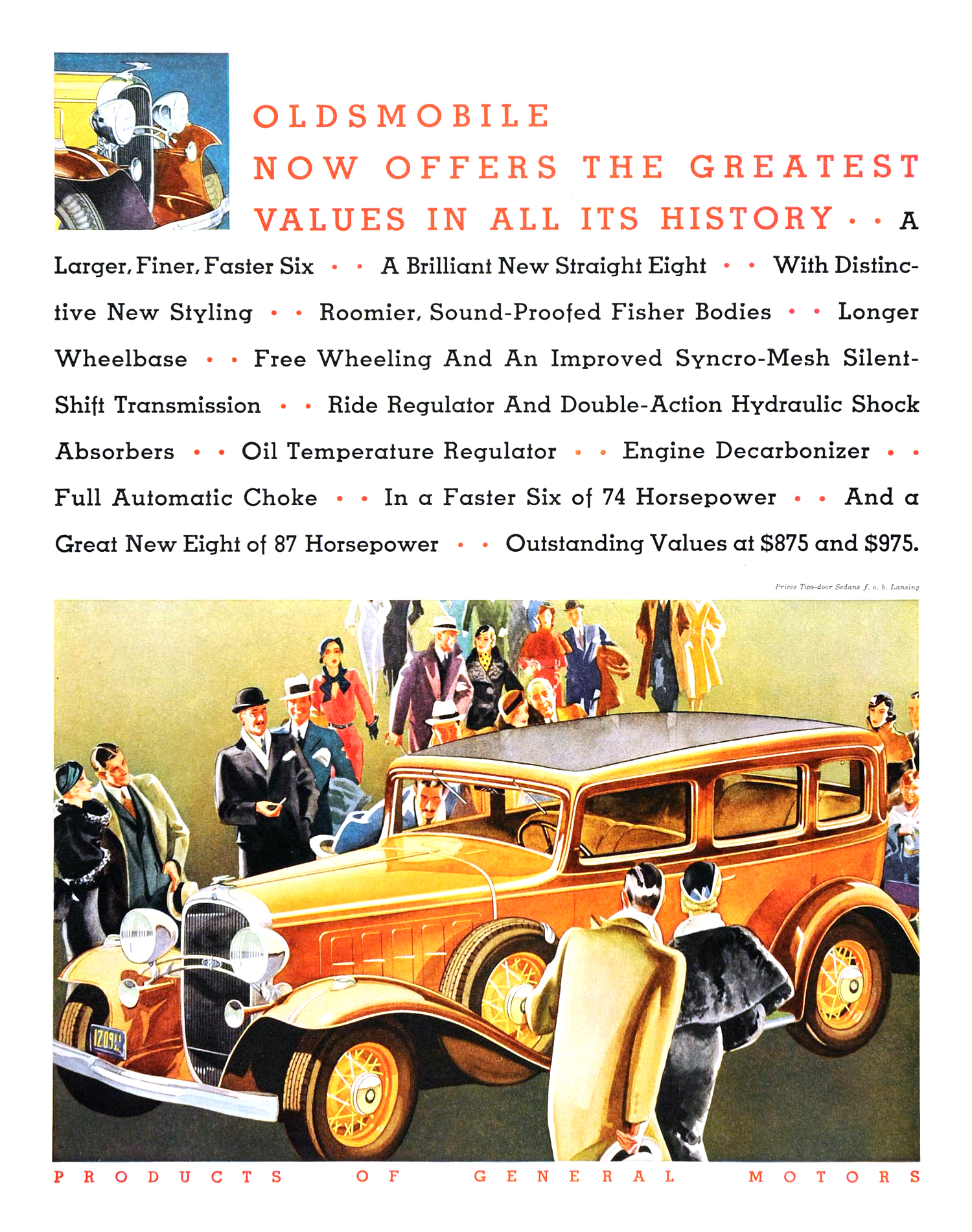 Oldsmobile Ad (February, 1932): Oldsmobile Now Offers the Greatest Values in All Its History