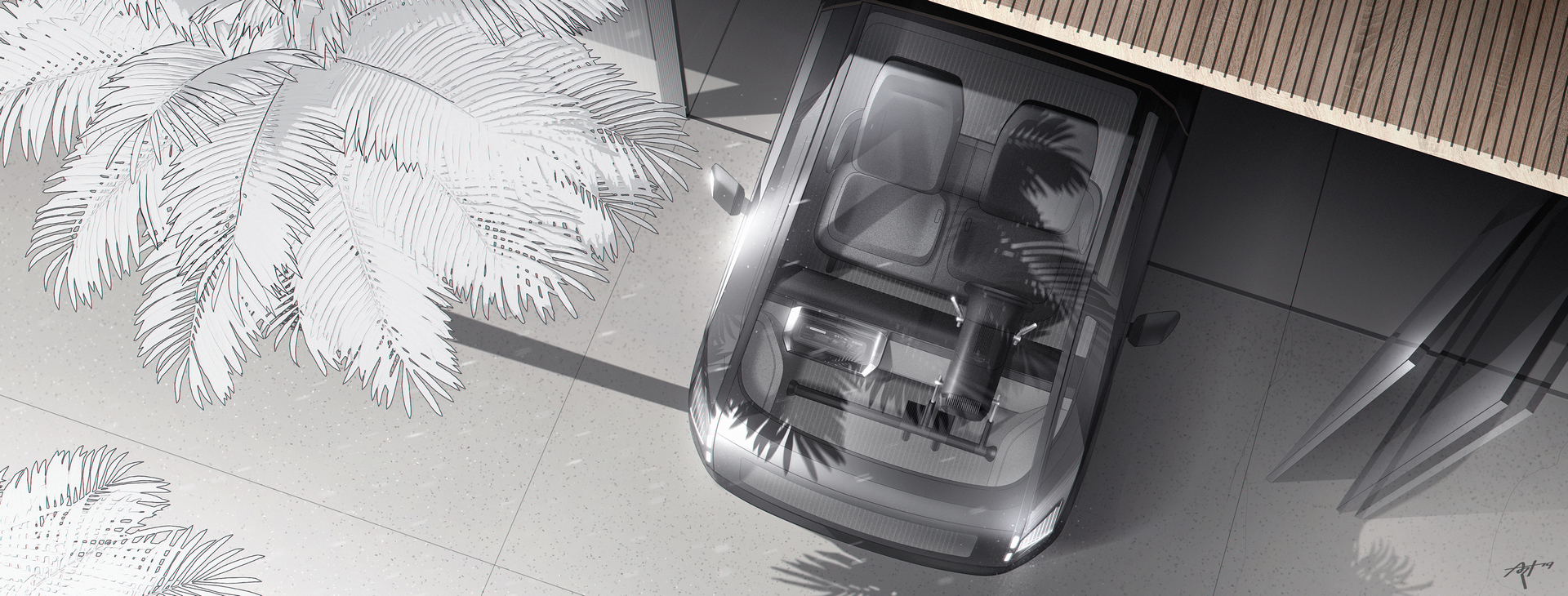 Canoo (2021) - Interior - Design Sketch by Arthur Martins