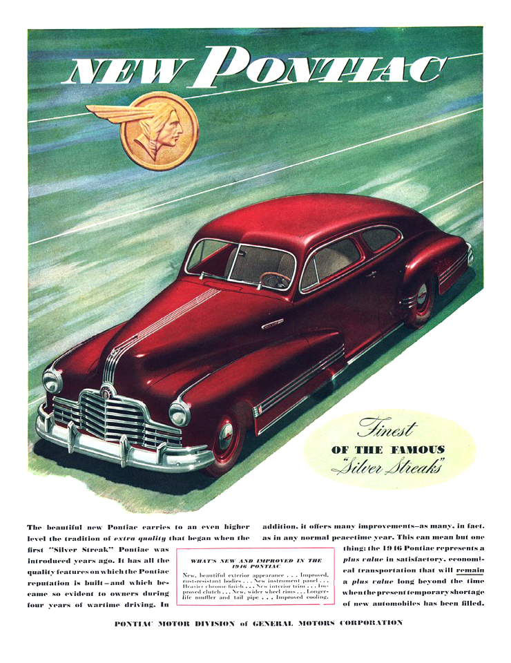 Pontiac Streamliner Sedan-Coupe Ad (December, 1945): Finest of the Famous "Silver Streaks"