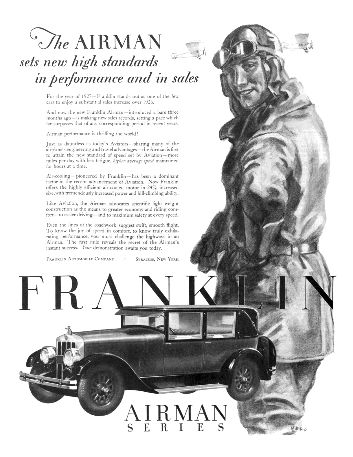 Franklin Airman Series Ad (January, 1928) - Illustrated by Wesley Neff