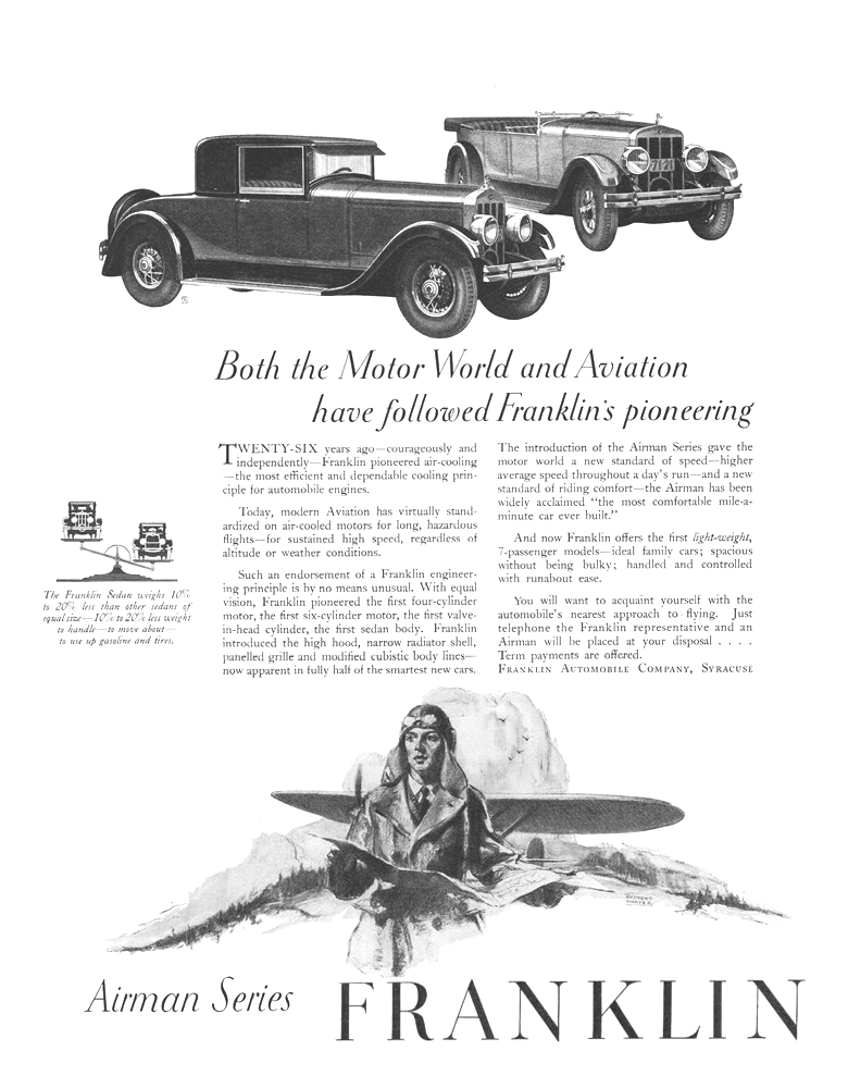 Franklin Airman Series Ad (May, 1928) - Illustrated by Raymond Thayer
