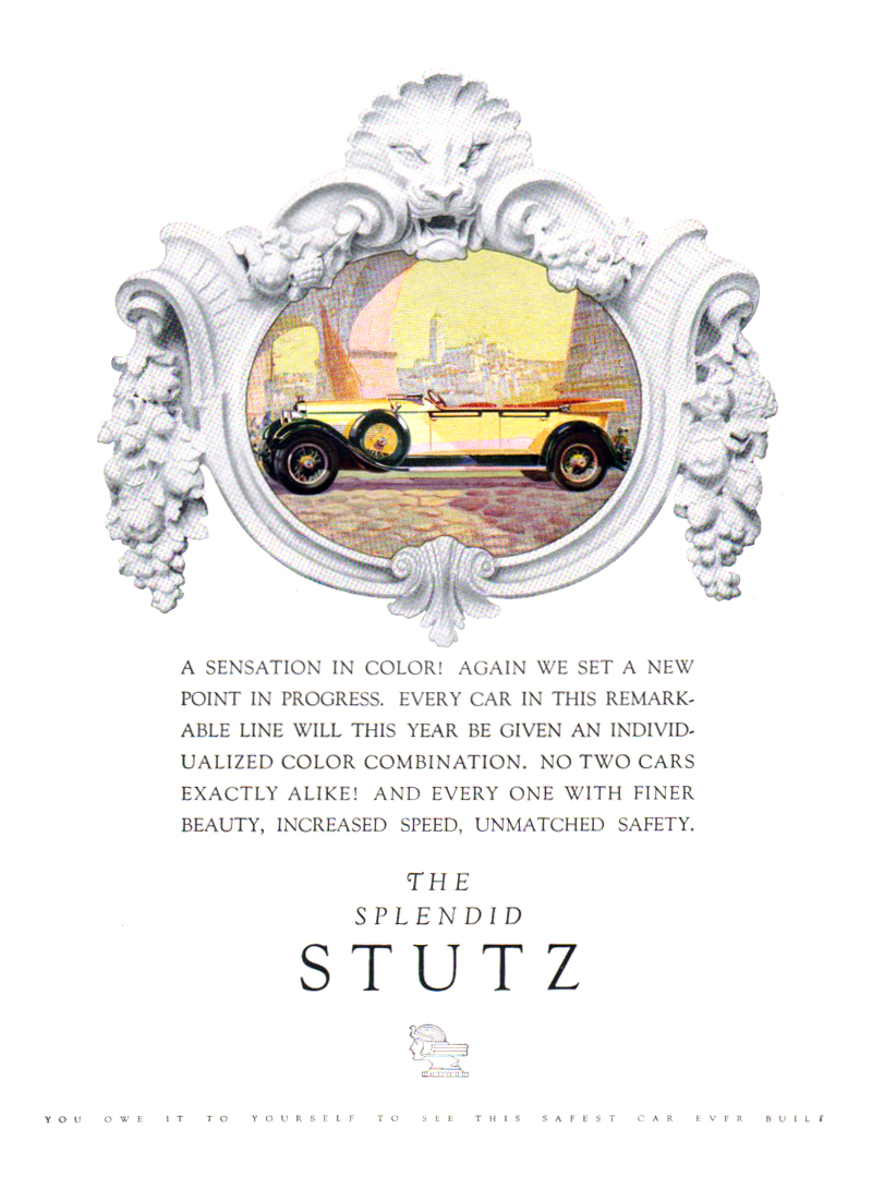 The Splendid Stutz Ad (March, 1928) – 7-Passenger Speedster