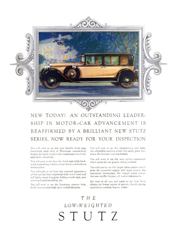 The Low-Weighted Stutz Ad (September–October, 1928) – Sedan