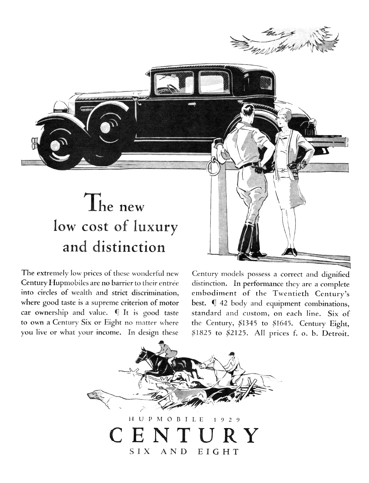 1929 Hupmobile Century Six and Eight Ad (September-October, 1928): The new low cost of luxury and distinction