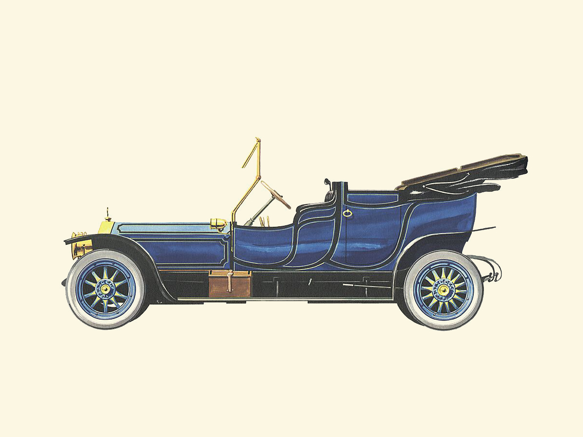 1908–1909 Rolls-Royce 40/50 HP Silver Ghost Barker body Cabrio-Landaulet - Illustrated by Pierre Dumont