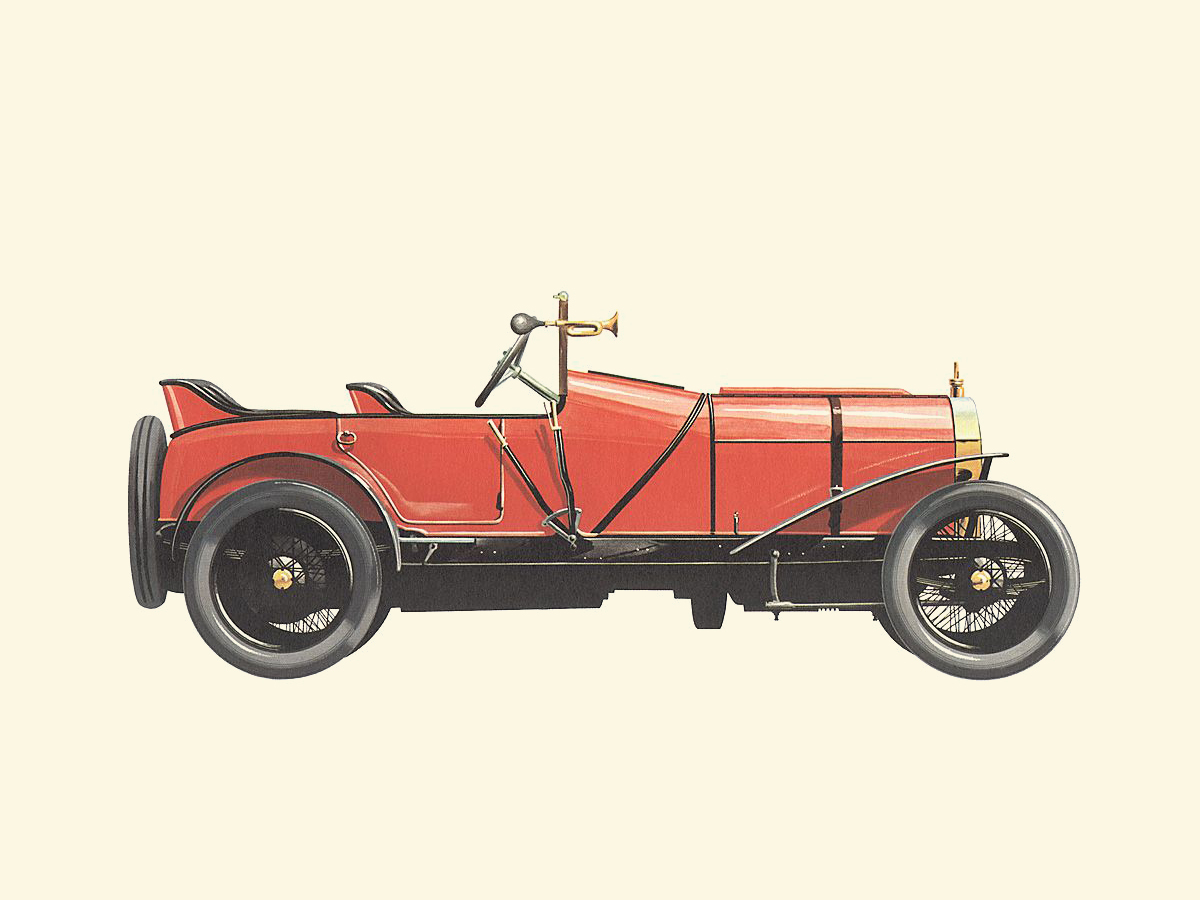 1908 Itala 100 HP GP - Illustrated by Pierre Dumont