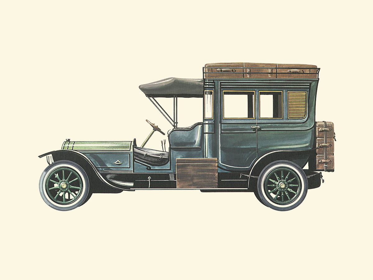 1908 Mercedes 70 HP - Illustrated by Pierre Dumont