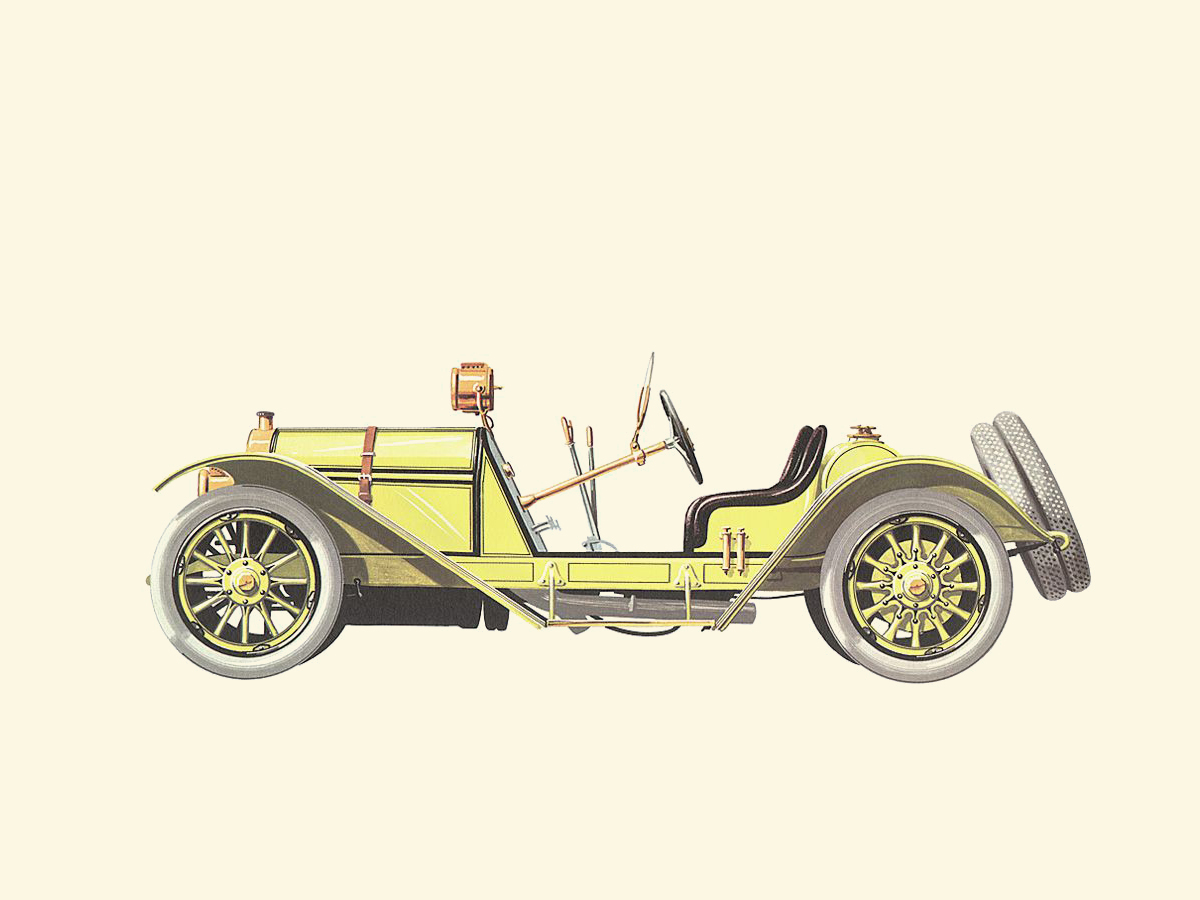 1913 Mercer Raceabout - Illustrated by Pierre Dumont