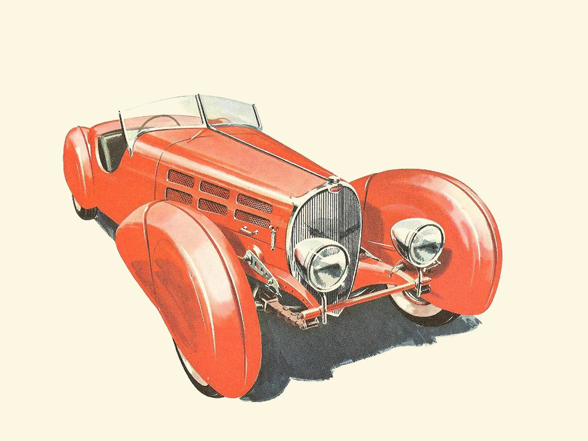 1938 Bugatti Type 57 SC - Illustrated by Pierre Dumont