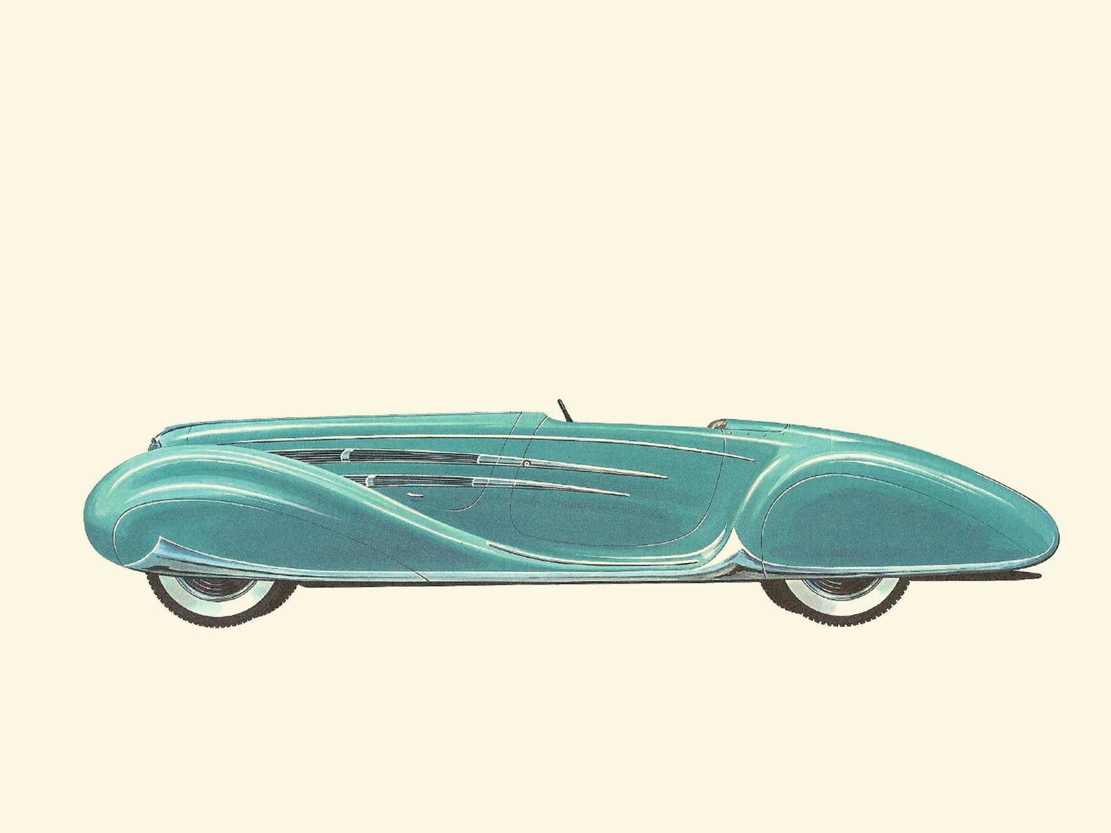 1938 Delahaye Type 165 V-12 Figoni et Falaschi - Illustrated by Pierre Dumont