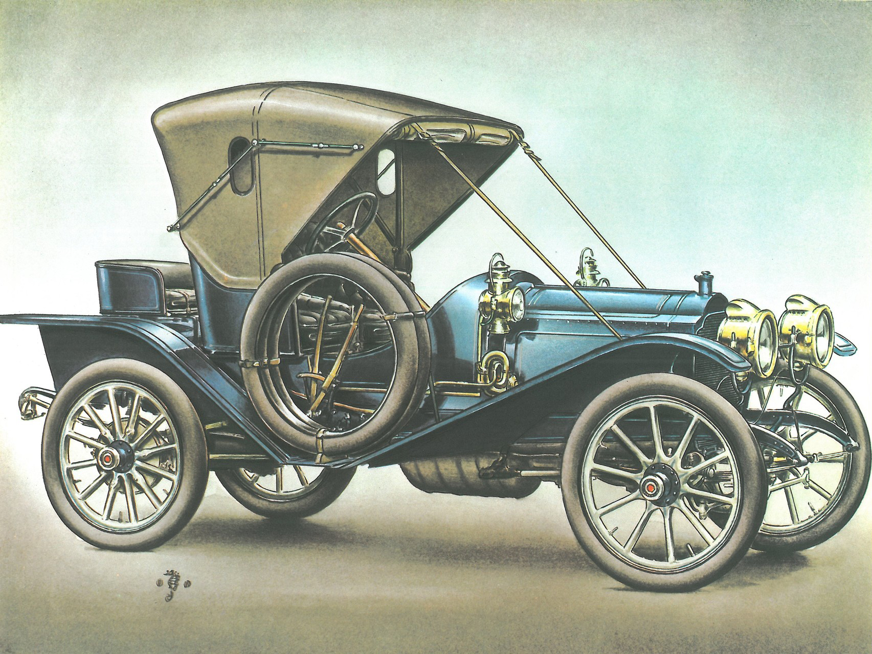1909 Packard ’Thirty’ Runnabout with Victoria Top: Illustrated by Piet Olyslager