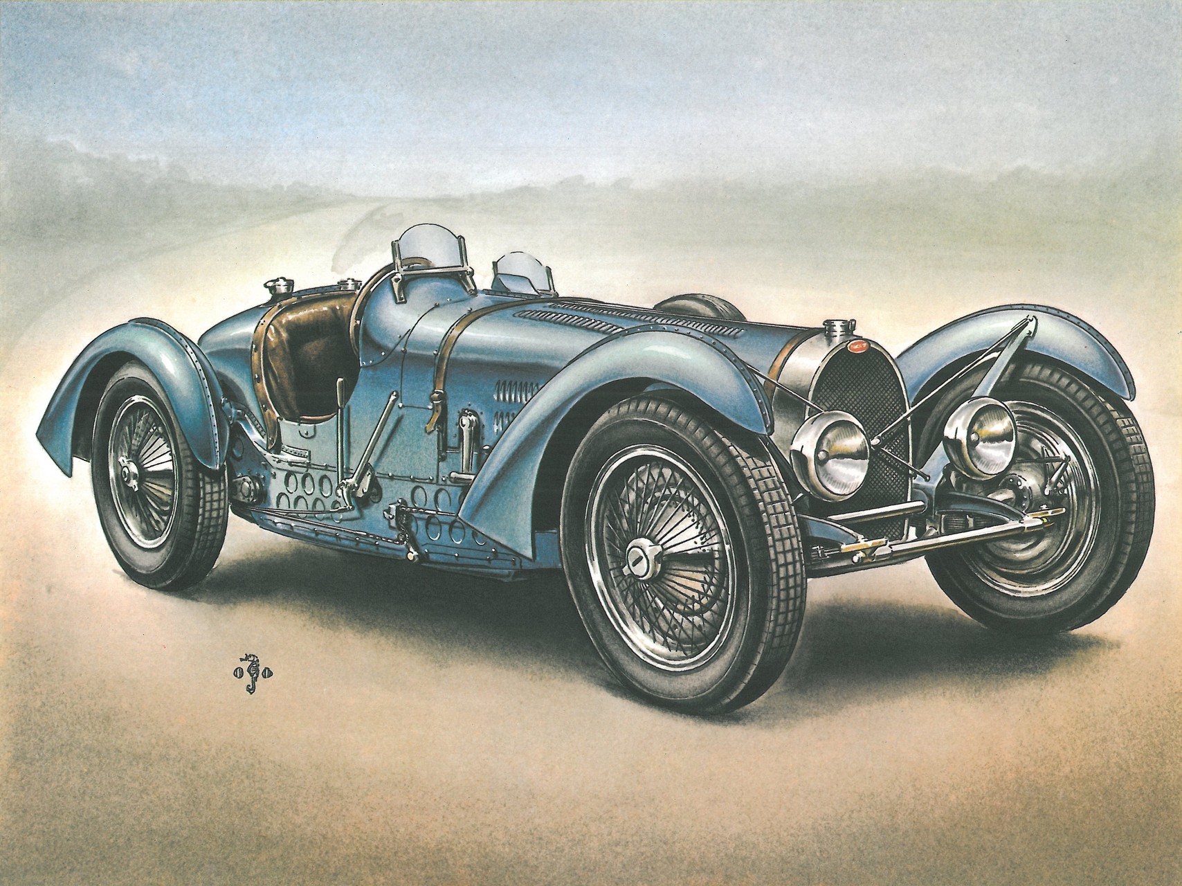 1934 Bugatti Type 59, Chassis # 59124, Reg. LPG 211: Illustrated by Piet Olyslager