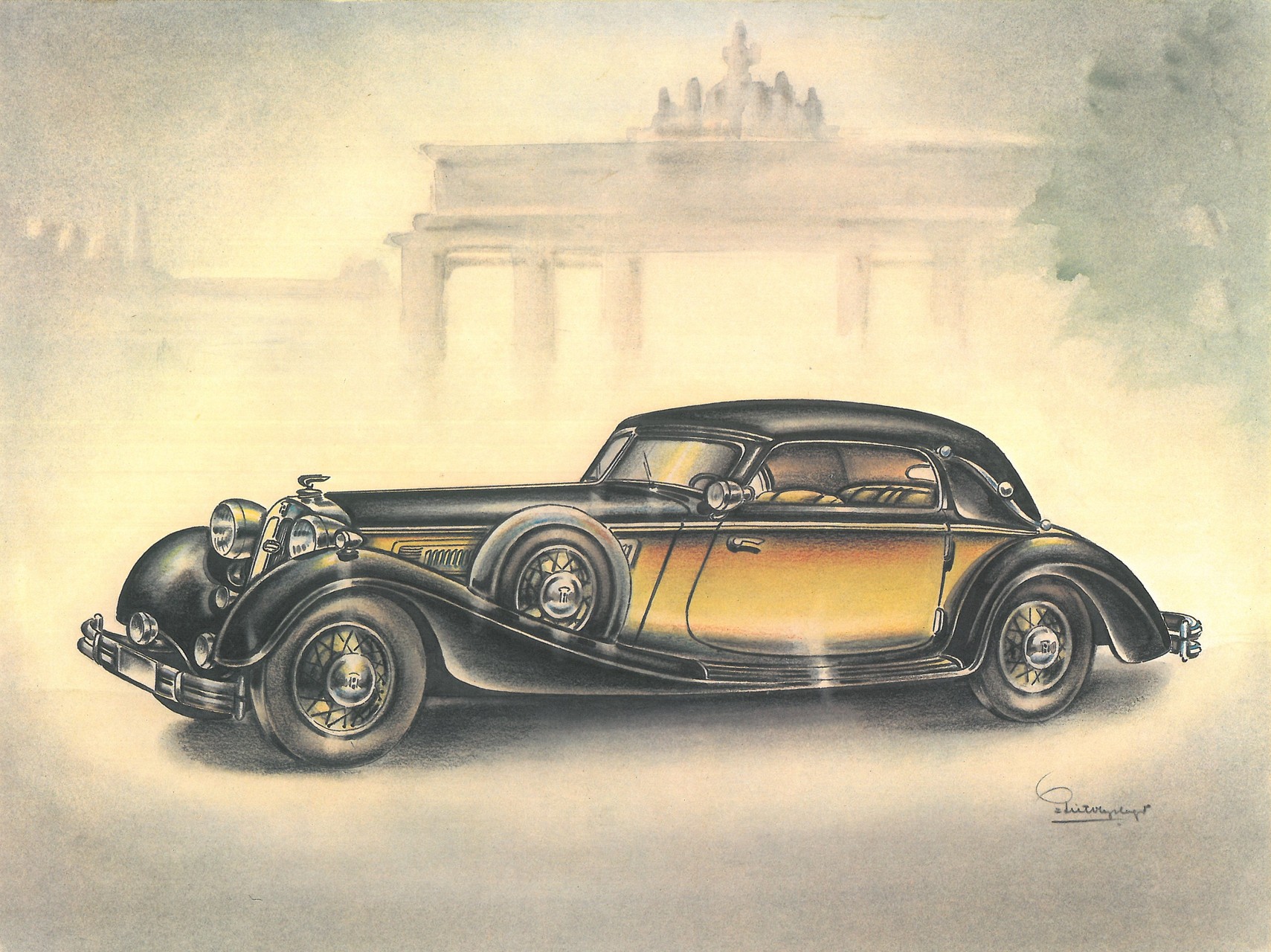 1937 Horch 853 Sport-Cabriolet: Illustrated by Piet Olyslager