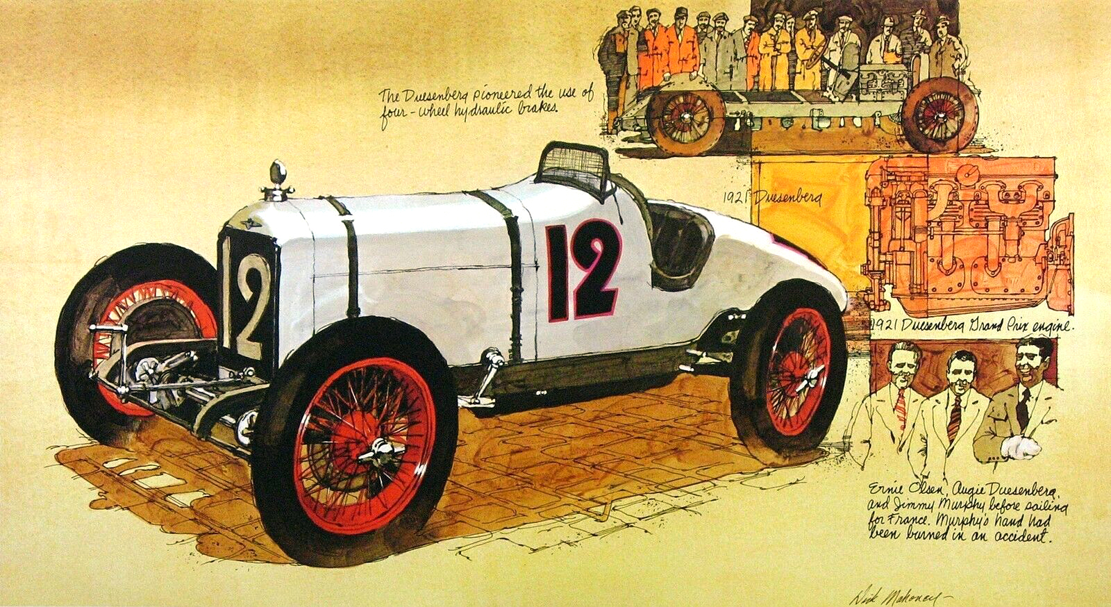 1921 Duesenberg: Illustrated by Dick Mahoney