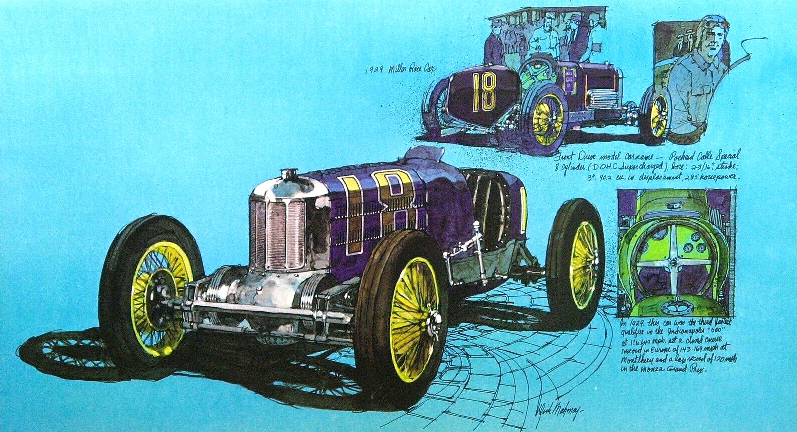1929 Miller Race Car: Illustrated by Dick Mahoney