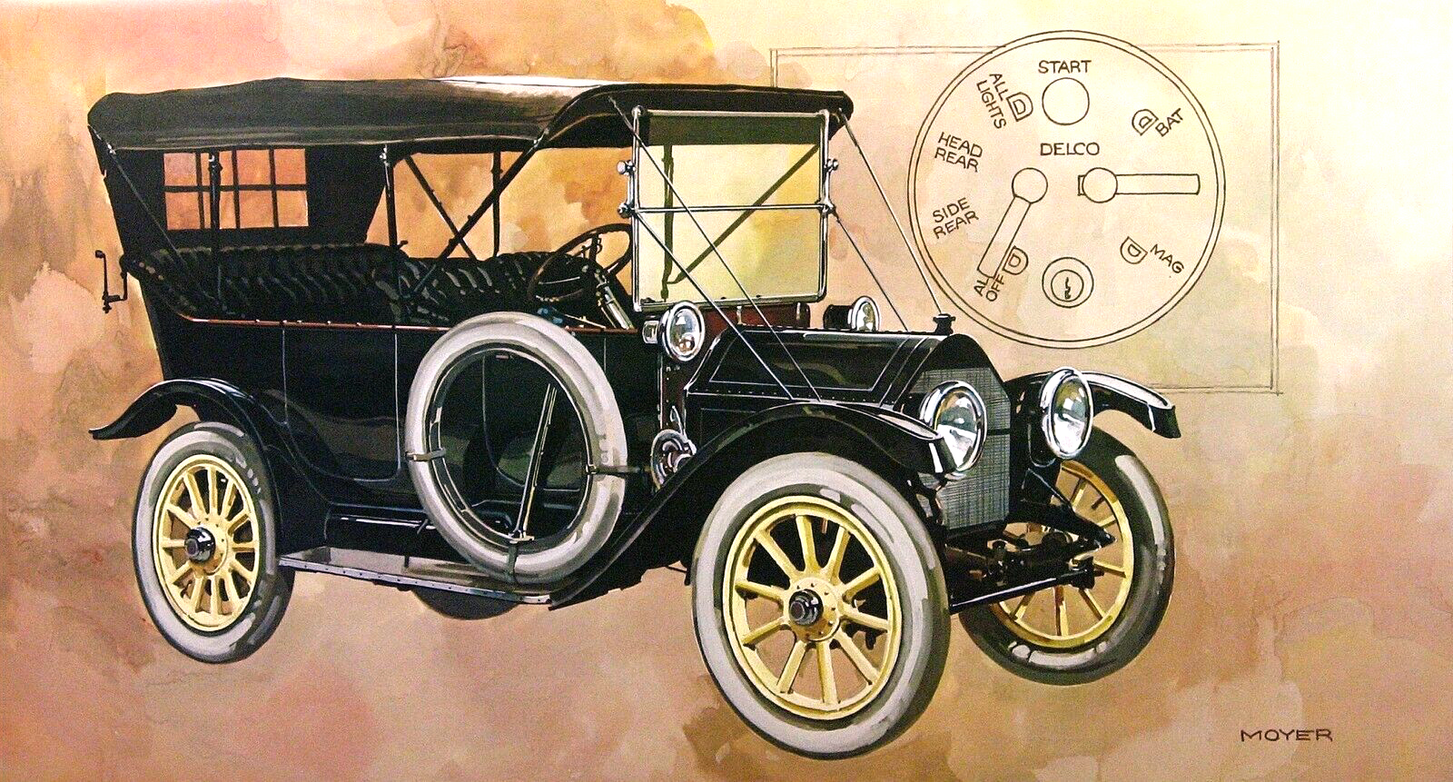 1912 Cadillac — Electric self-starter: Illustrated by Robert M. Moyer