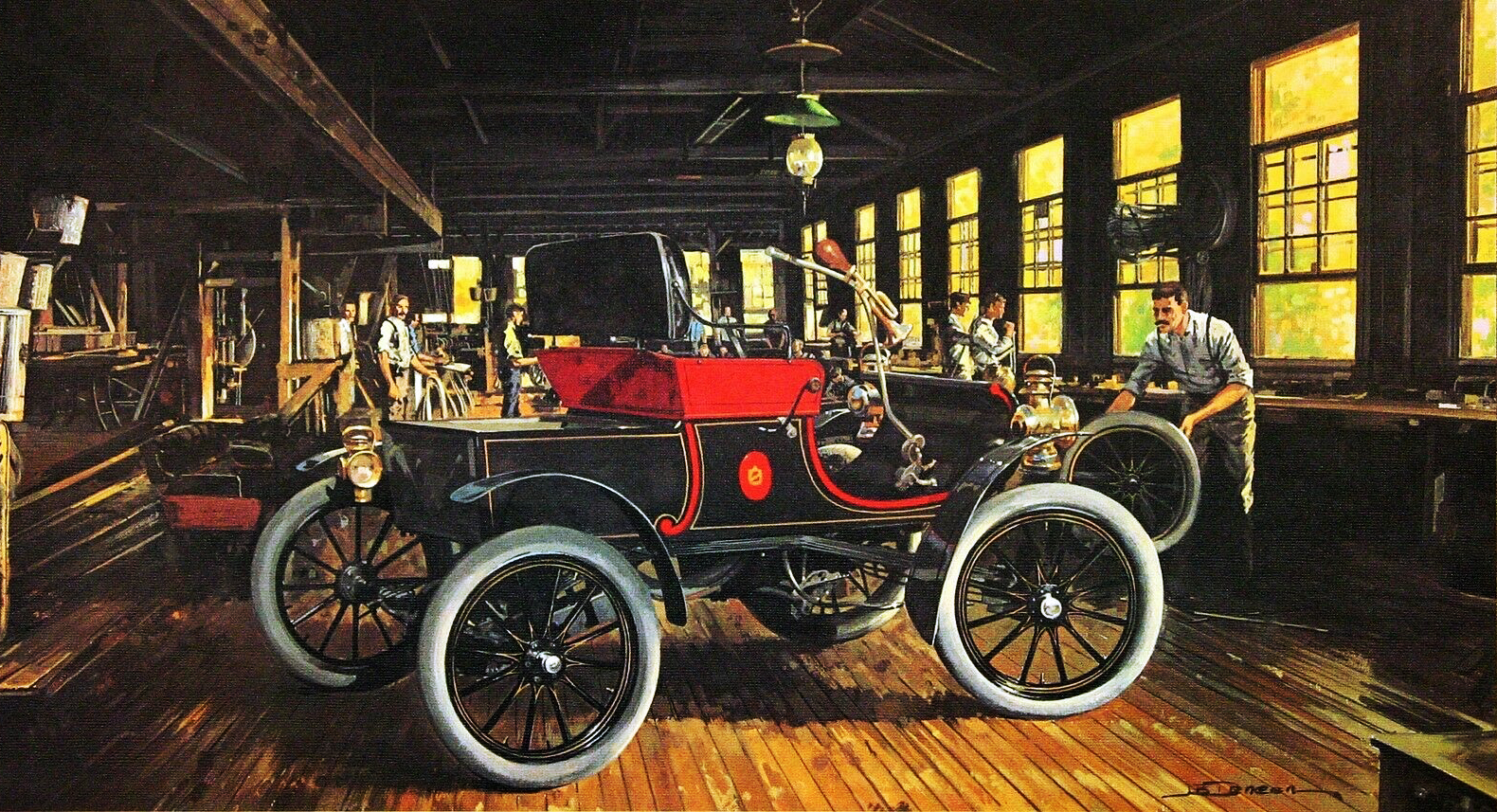 First Production Line — 1902 Oldsmobile Runabout: Illustrated by James B. Deneen