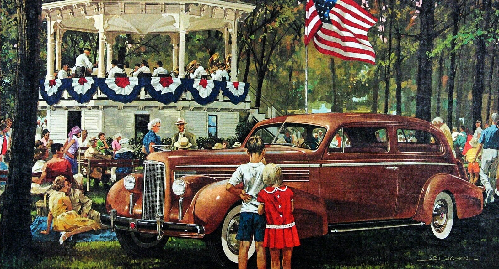 An Old Fashioned Fourth — 1938 La Salle: Illustrated by James B. Deneen