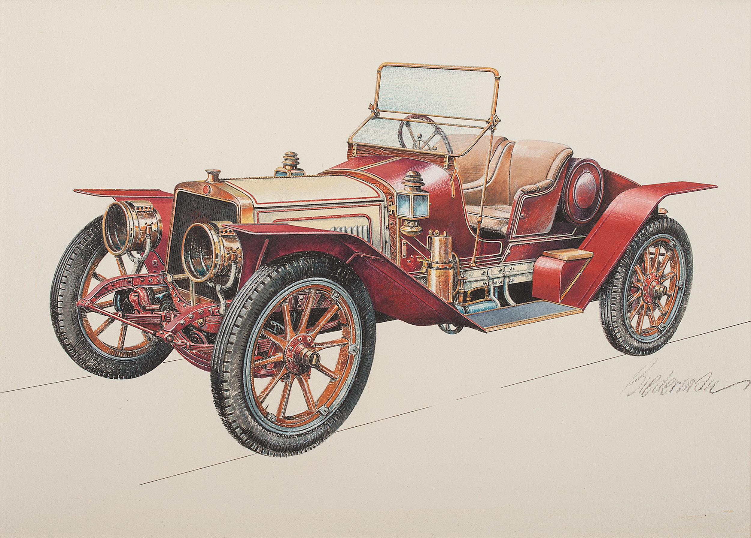 1909 Lozier Meadowbrook Raceabout: Illustrated by Jerome D. Biederman