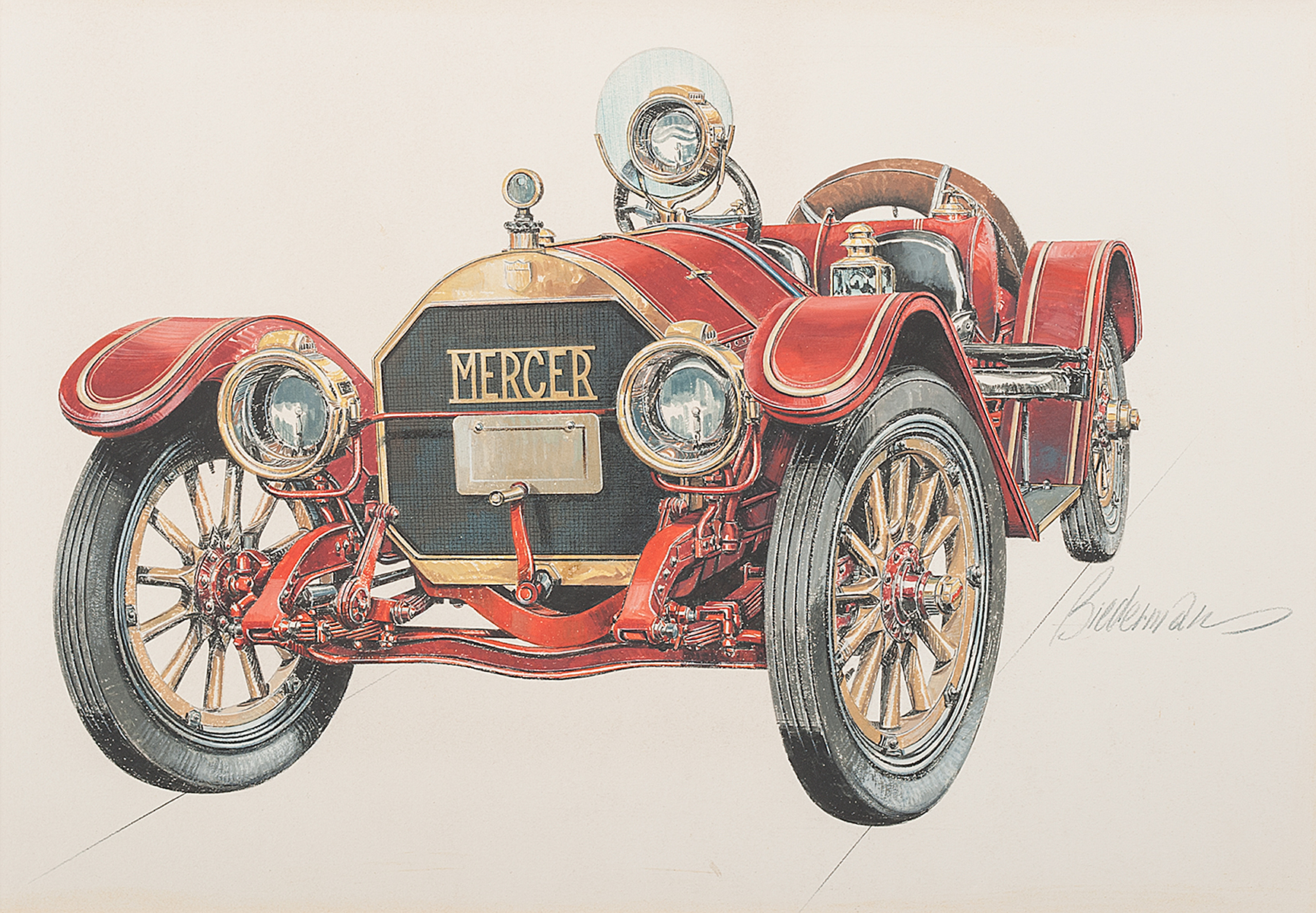 1912 Mercer Raceabout: Illustrated by Jerome D. Biederman