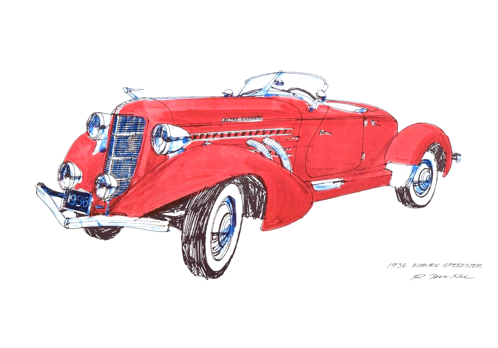 1936 Auburn Speedster: Illustrated by Ron McKee