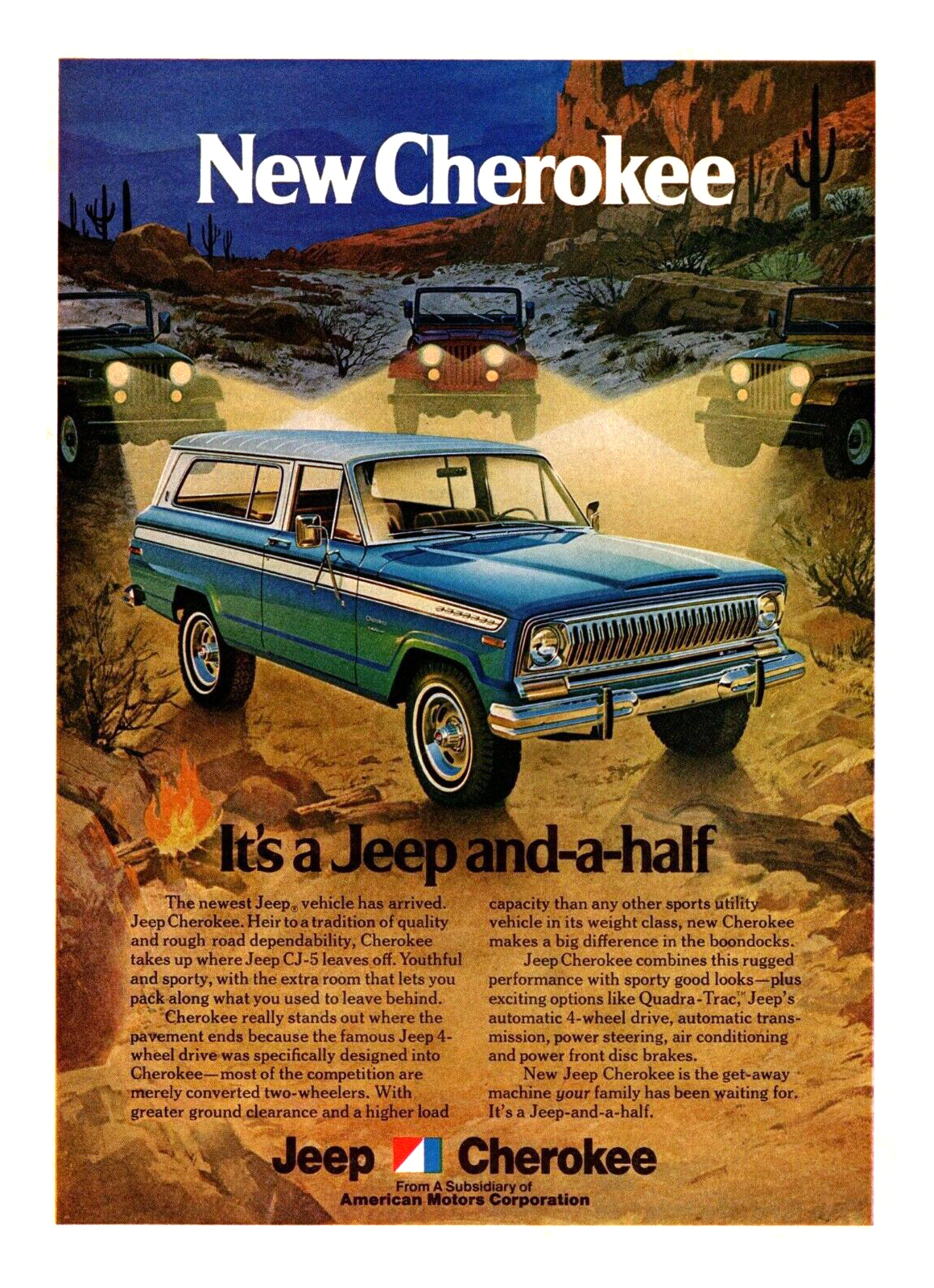 New '74 Jeep Cherokee Ad (September, 1973) – It's a Jeep and-a-half